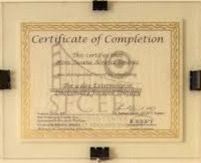 Certificado del externship en terapia focalizada en las emociones, San Francisco, recortado de la foto de la pared.